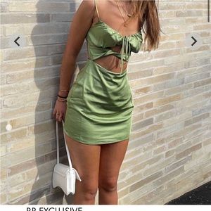 Green beginning boutique mini dress